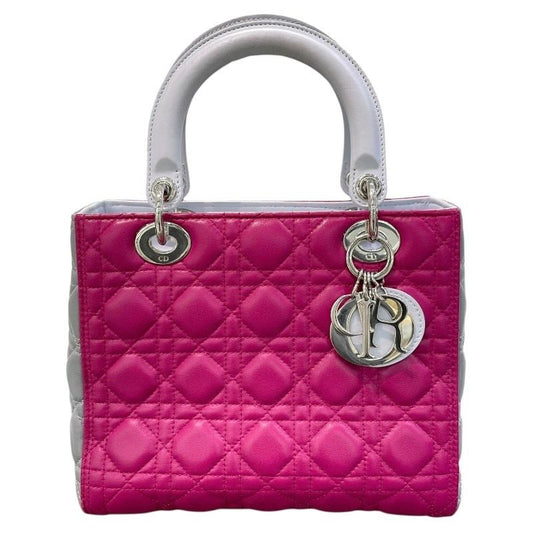 Christian Dior Lady Dior Medium Tricolor in Purple Grey - Exquisite Craftsmanship