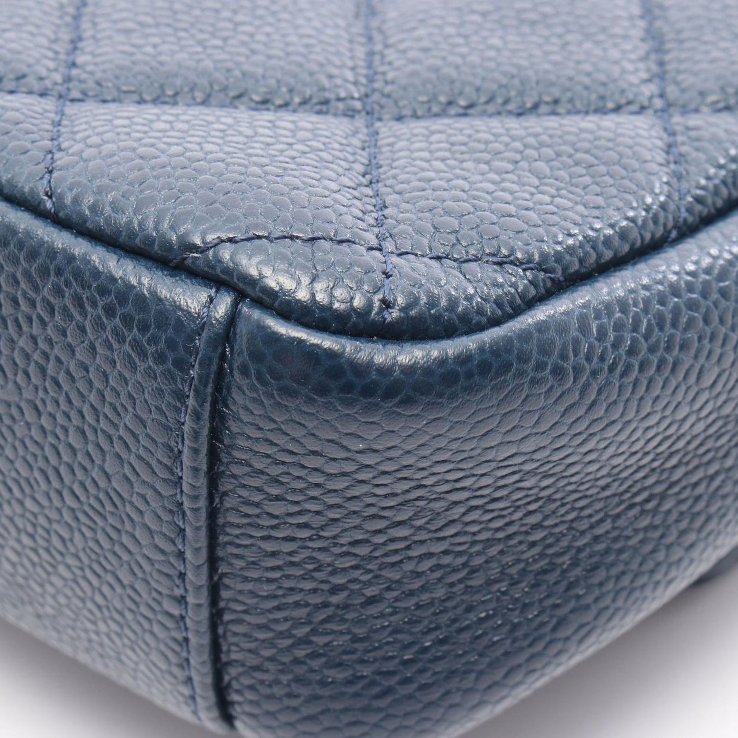 CHANEL Matelassé Mini Shoulder Bag in Navy Caviar Leather