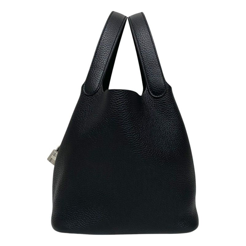 HERMES Picotin Lock MM Black Togo Leather Tote with Silver Hardware