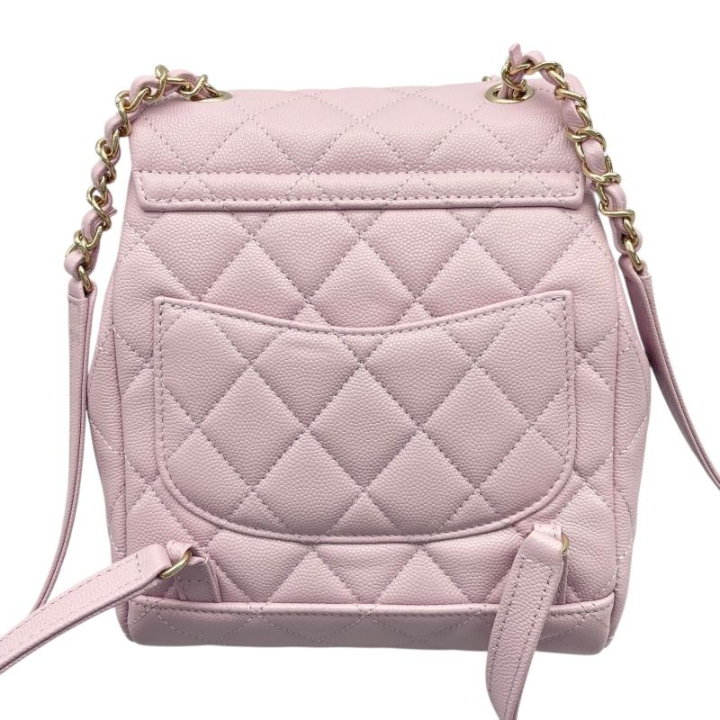 CHANEL A91121 Purple Caviar Leather Backpack with Gold Hardware