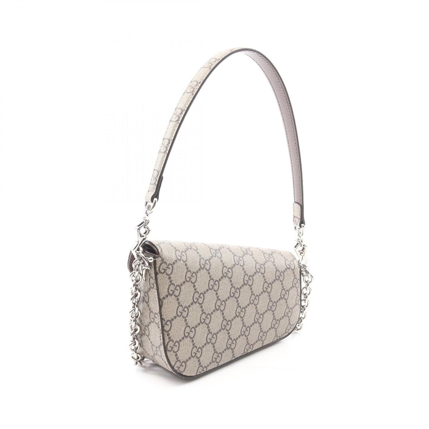 GUCCI Horsebit 1955 GG Supreme Shoulder Bag - Dark Brown/Beige