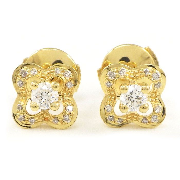 MAUBOUSSIN Chance of Love Clover Diamond Earrings in 18K Yellow Gold