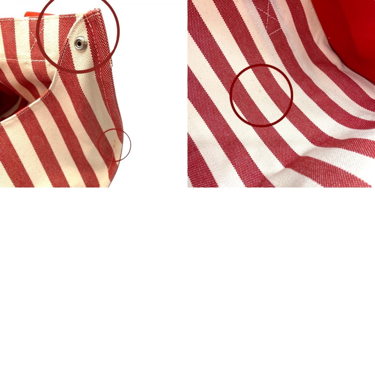 HERMES Cannes PM Red & White Canvas Handbag - Exquisite Craftsmanship