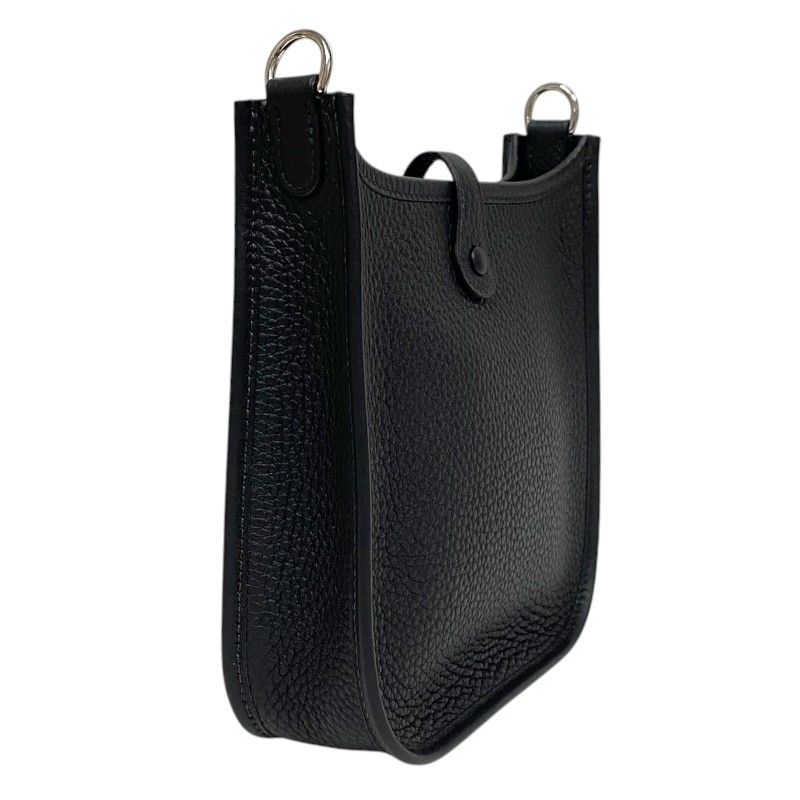 HERMES Evelyne TPM Black Togo Leather Shoulder Bag with Silver Hardware