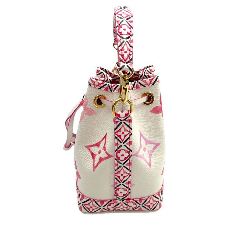 Louis Vuitton Nano Noé White & Pink Monogram Flower Shoulder Bag