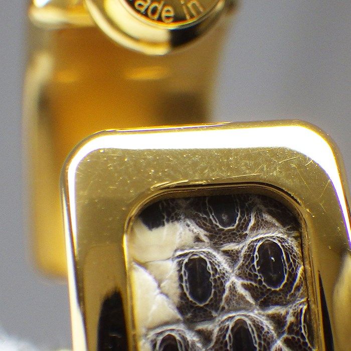 HERMES Oranpe Earrings in Ombre Lizard Leather & Gold Plating