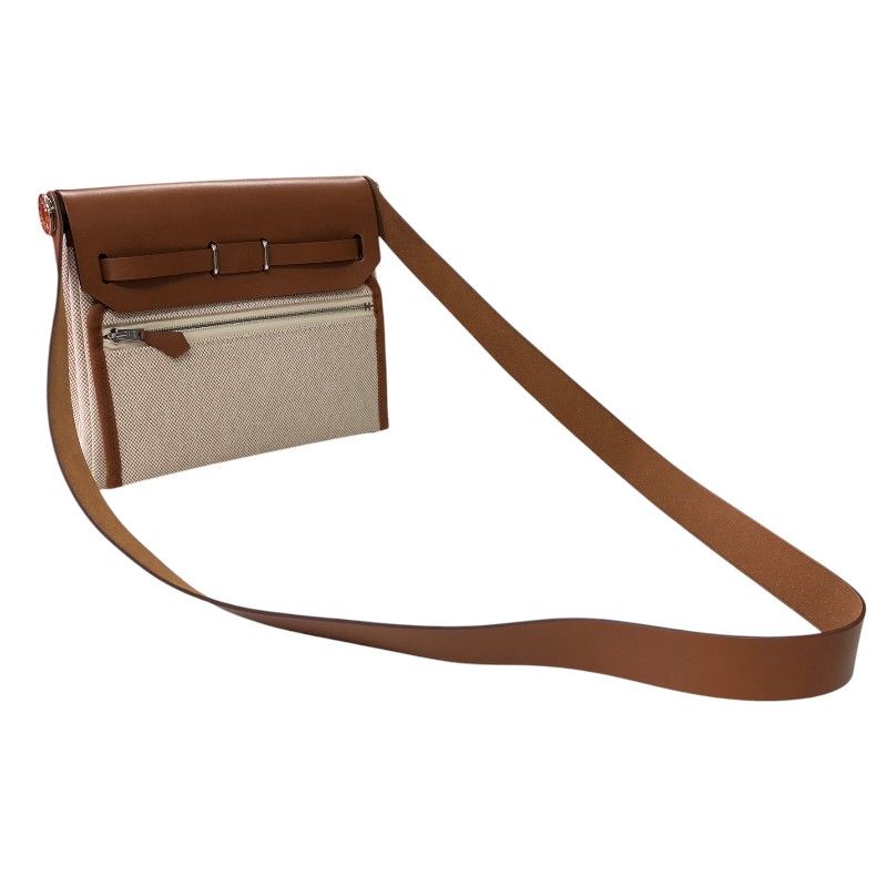 HERMES Émile Mini Zip Bag in Ecru & Gold - Exquisite Craftsmanship