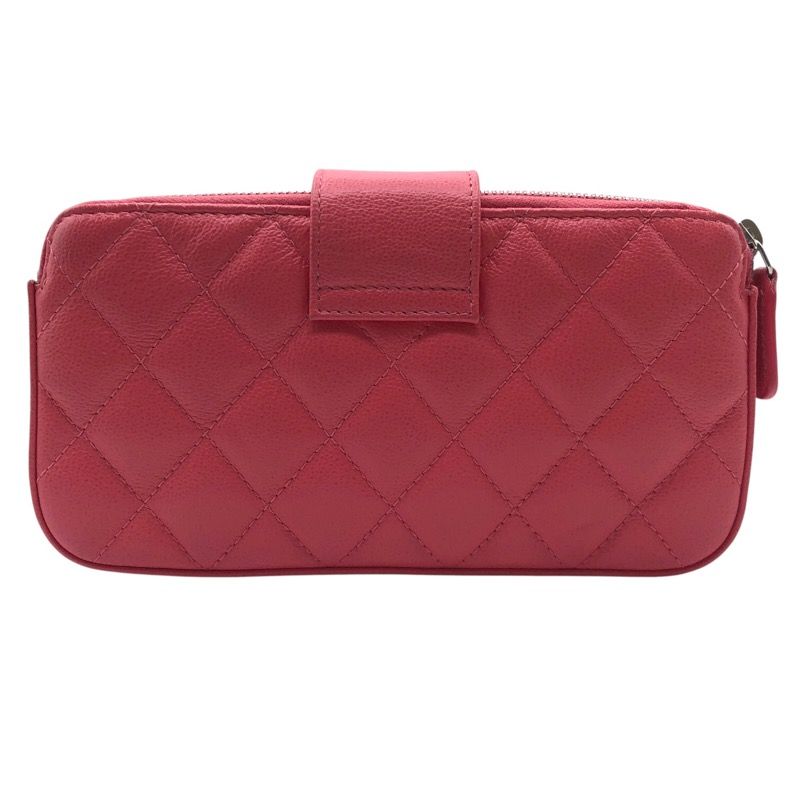 CHANEL Matelassé Chain Wallet in Pink with Silver Hardware