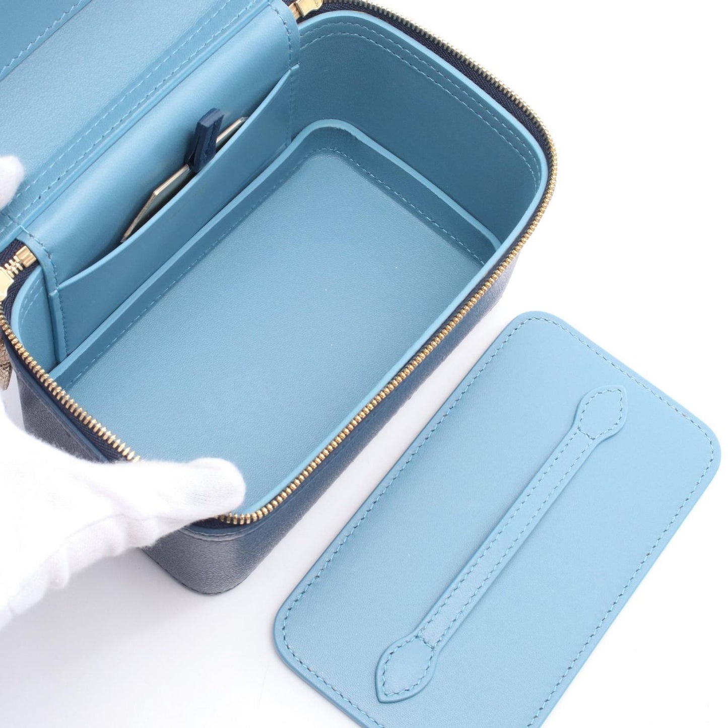 BVLGARI Serpenti 2-Way Vanity Bag in Navy Leather