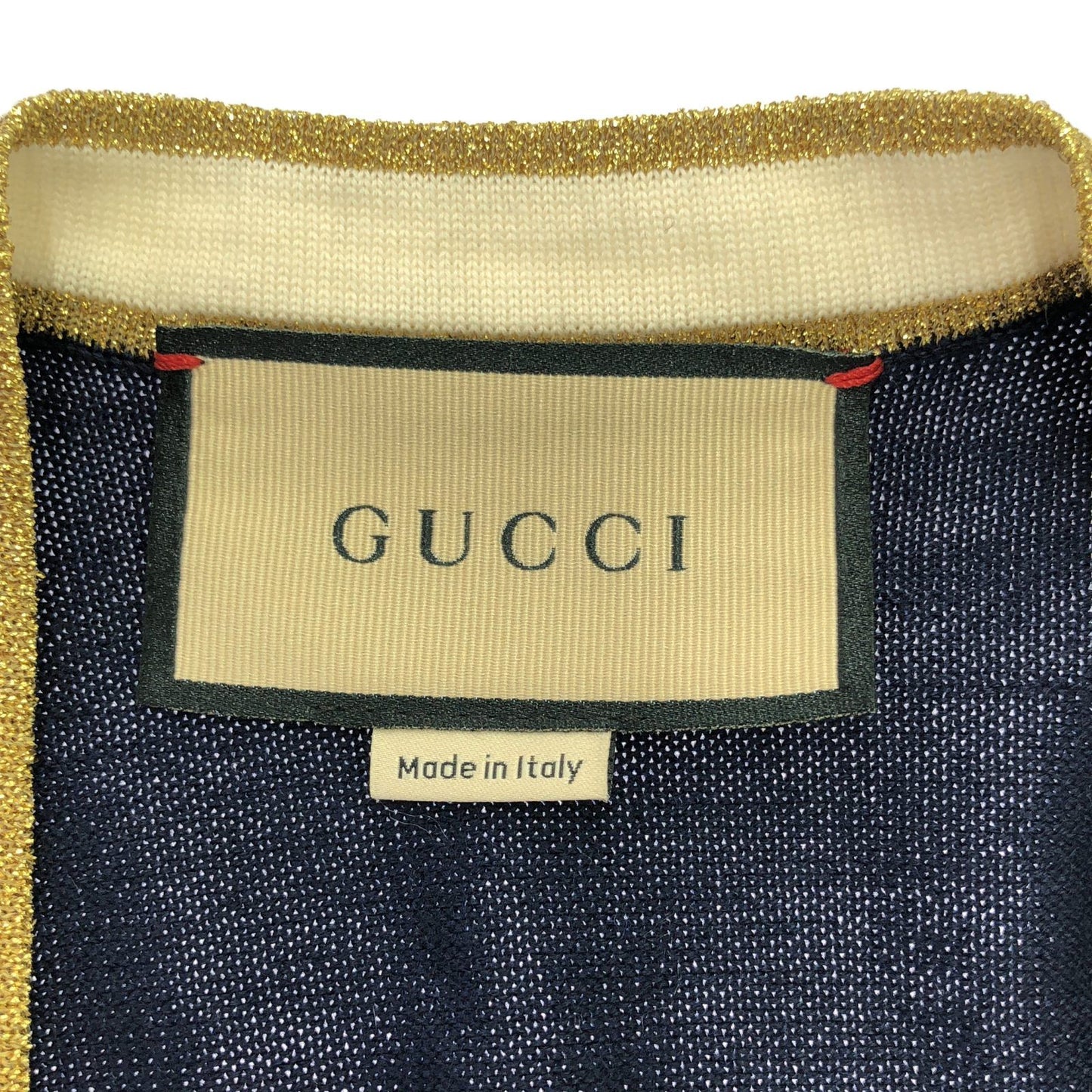 GUCCI Navy & Off-White Wool Dress - Timeless Elegance