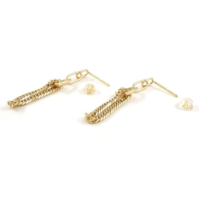 K18YG Swinging Figaro Chain Earrings - Exquisite Craftsmanship