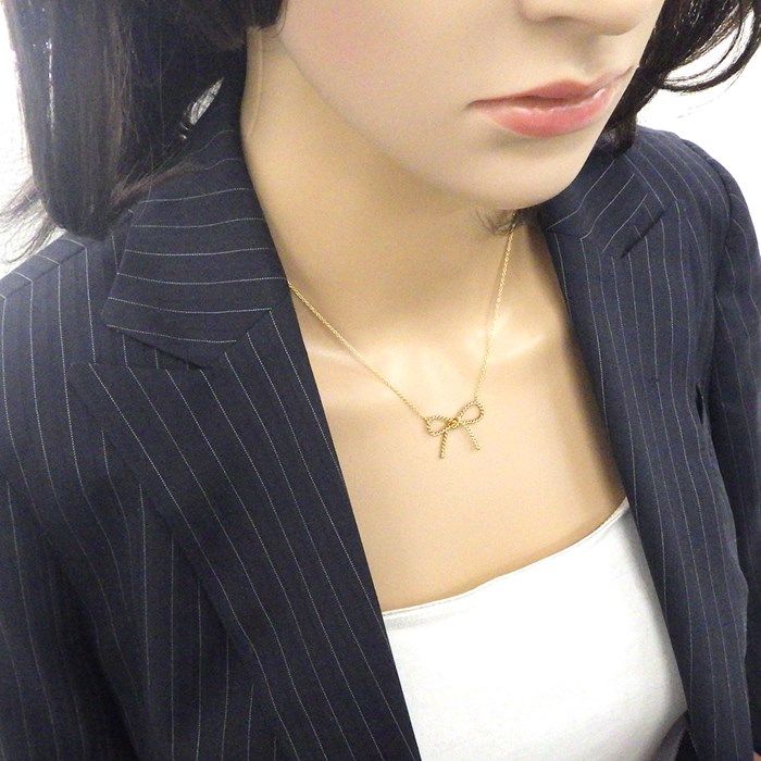Tiffany & Co. Twist Bow Ribbon Necklace in K18 Yellow Gold