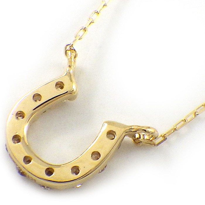 Mini Horseshoe Diamond Necklace in K18 Yellow Gold - 0.059ct