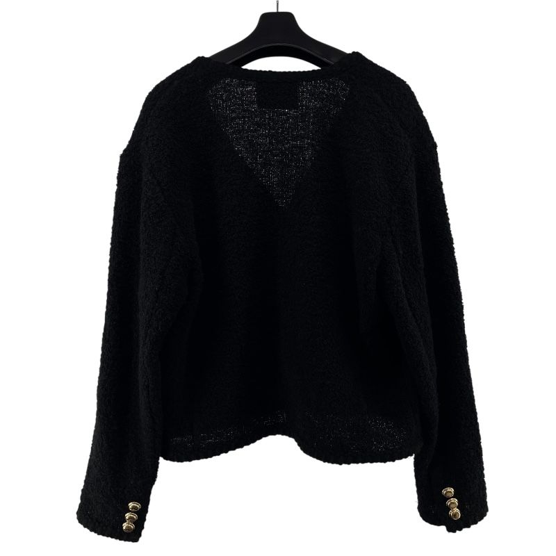 Miu Miu Lettered Patch Cardigan in Black Wool - Size 40