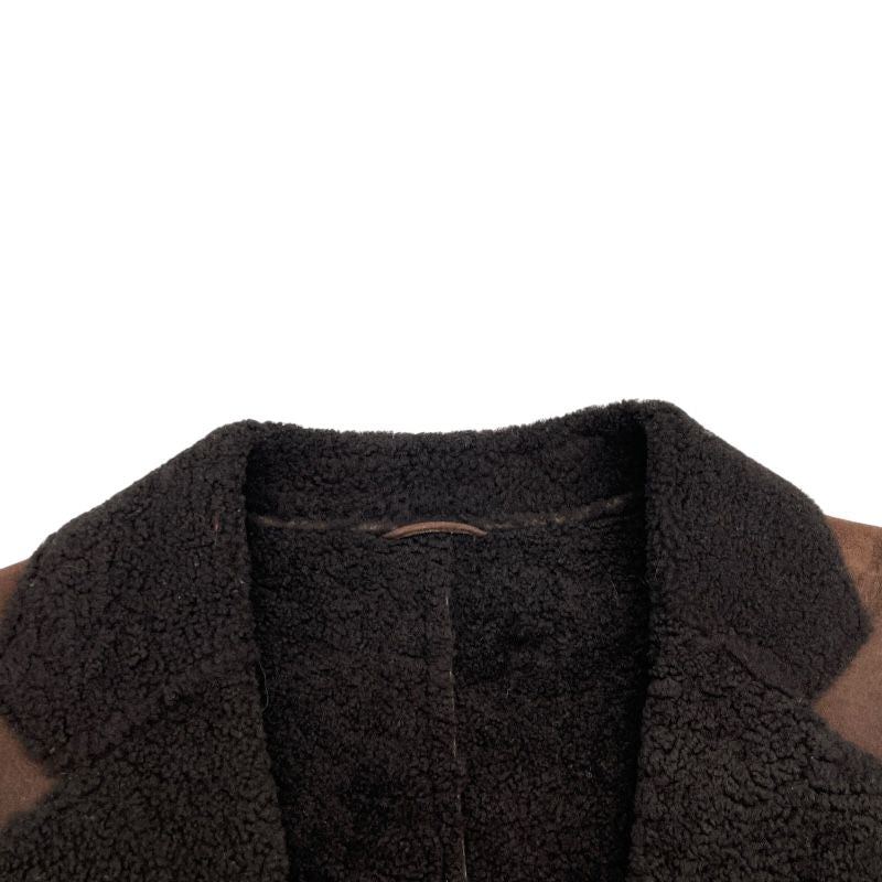 Salvatore Ferragamo Brown Leather Shearling Jacket for Men