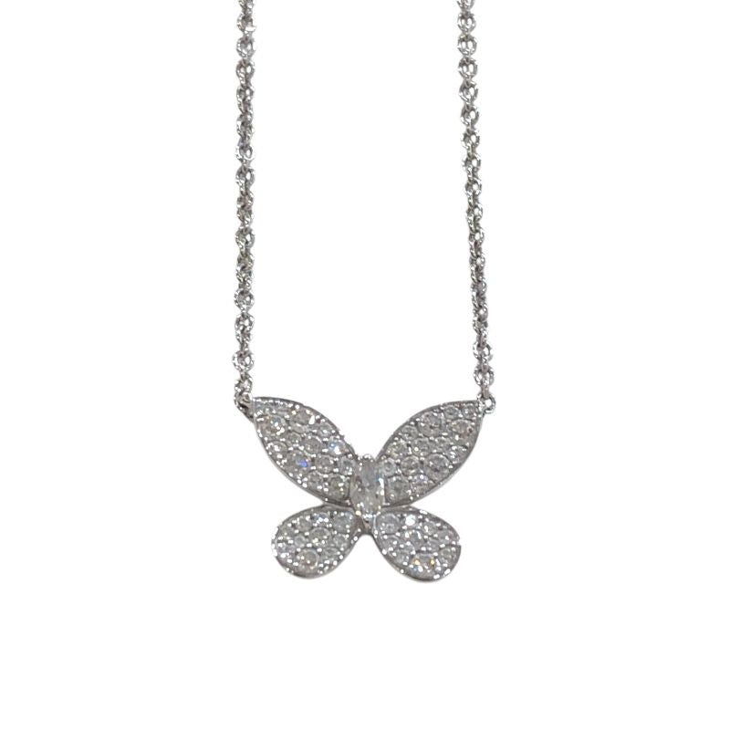 GRAFF Pave Butterfly Mini Necklace in 750WG with Diamonds