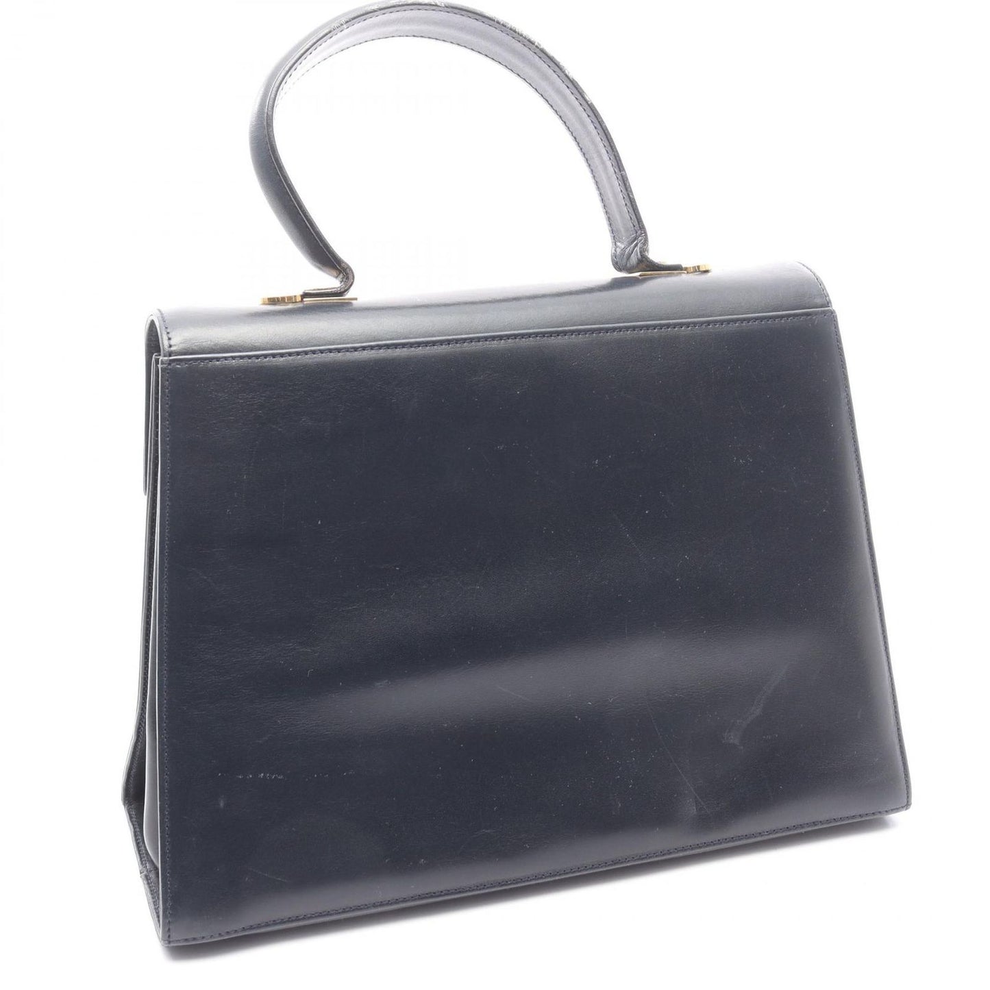 Salvatore Ferragamo Gancini Handbag in Navy Leather - Timeless Elegance