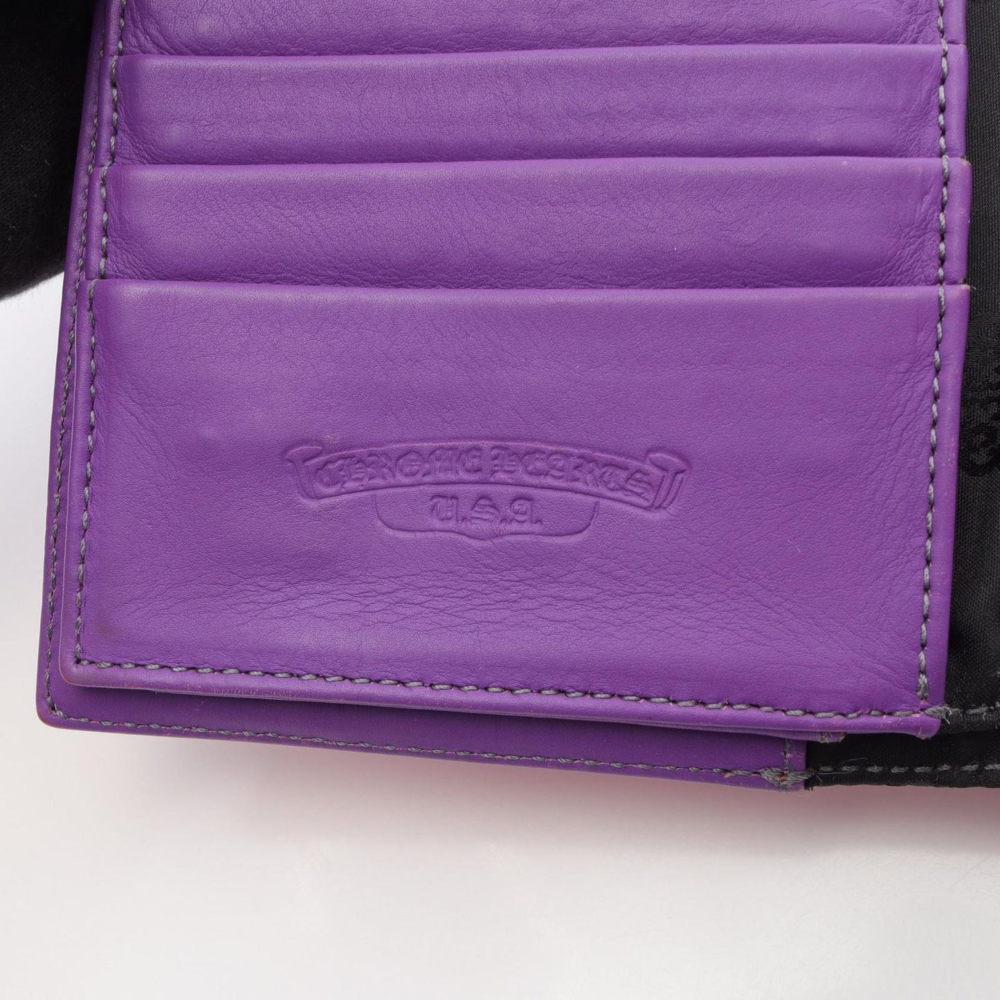 CHROME HEARTS Wave Cross Ball Leather Wallet - Red