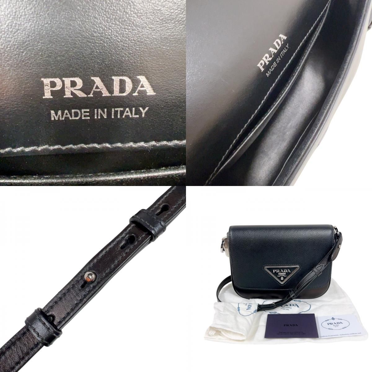 PRADA Saffiano Flap Bag 1BD249 in Black with Silver Hardware