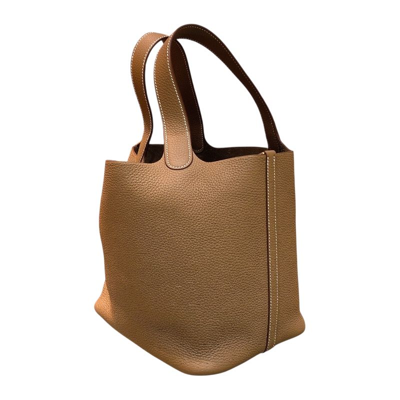 HERMES Picotin Lock MM Handbag in Etoupe with Gold Hardware