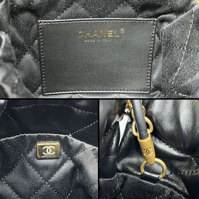 Chanel 22 Mini AS3980 Handbag in Black Shiny Calfskin