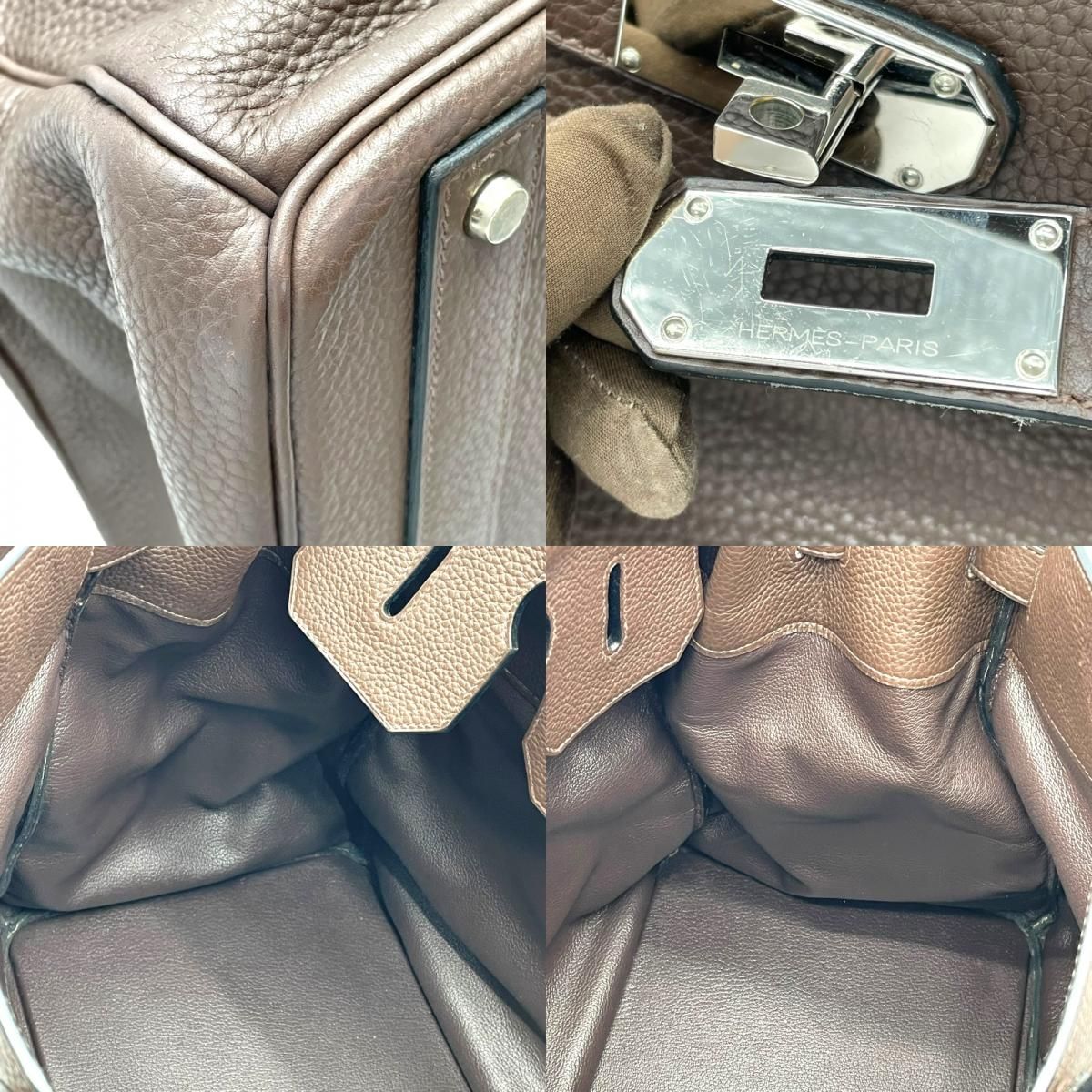 HERMES Ostra Crois 40 Handbag in Chocolate Togo Leather