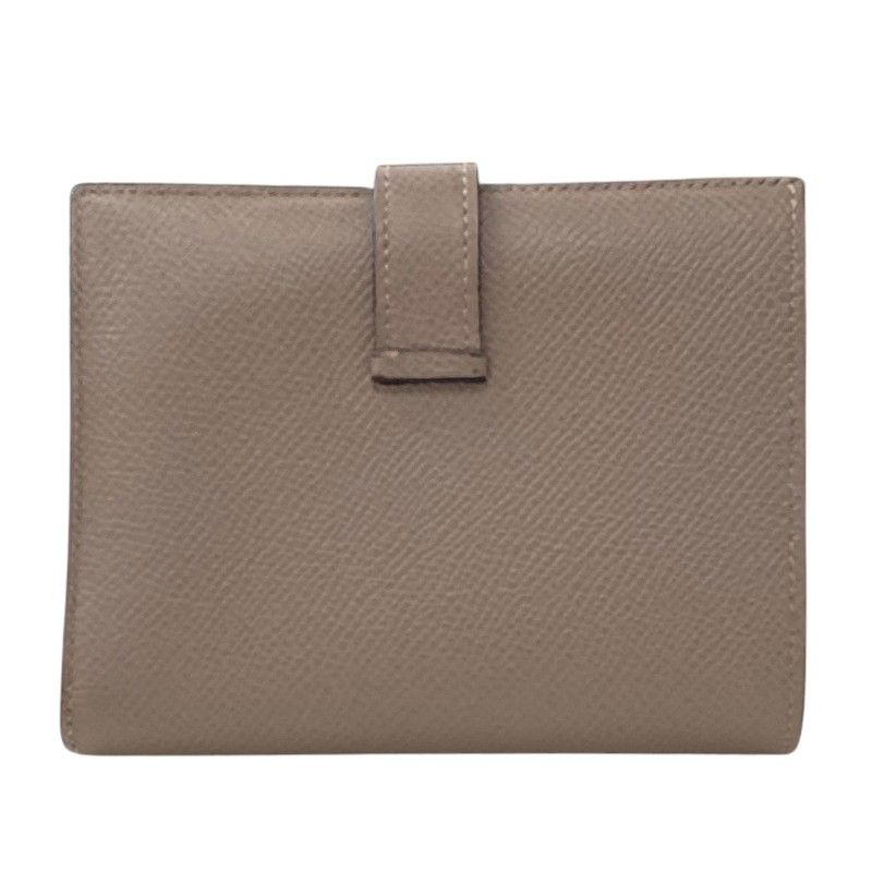 HERMES Béarn Compact Wallet in Gris Asphalte with Silver Hardware