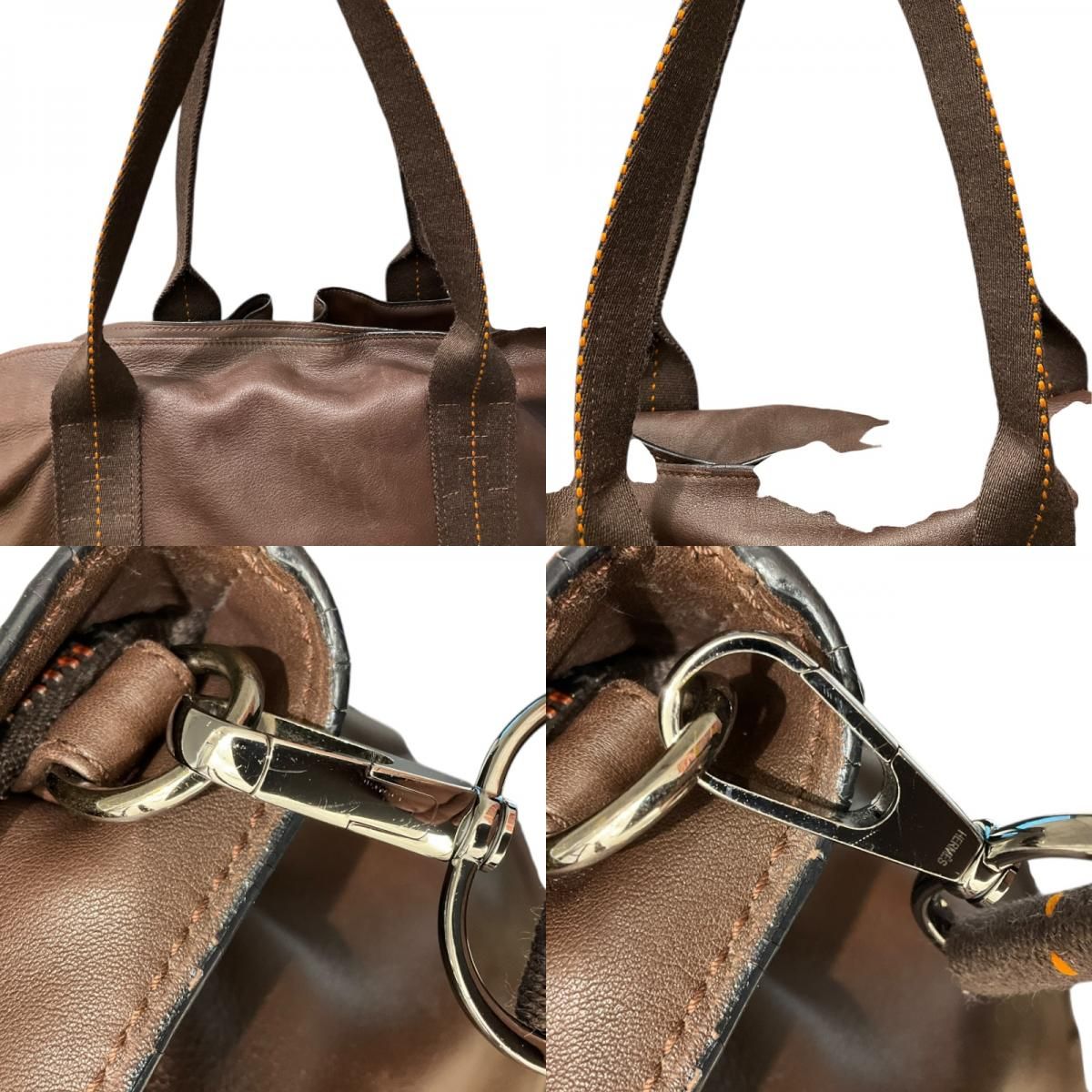 HERMES Caravan Vertical MM Brown Leather Unisex Tote Bag