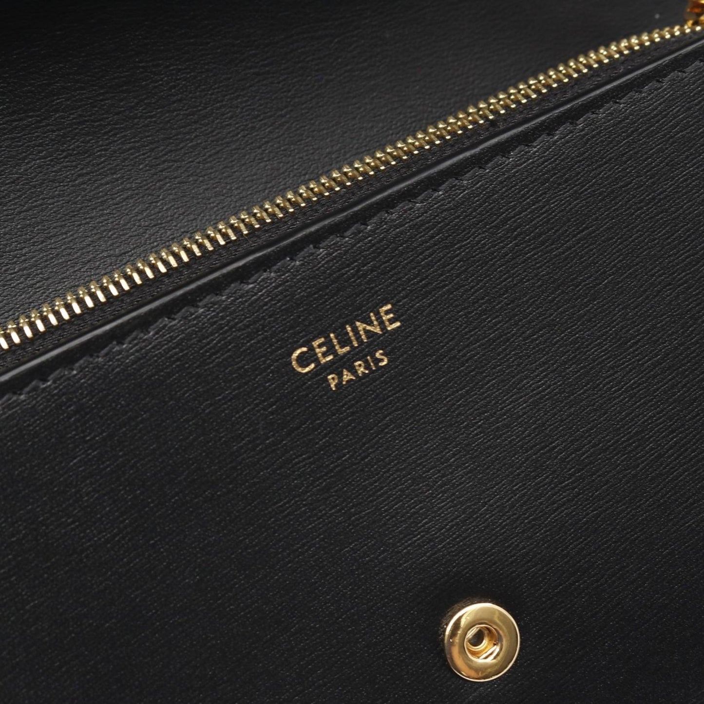 CELINE Triomphe Black Leather Large Wallet - Timeless Elegance