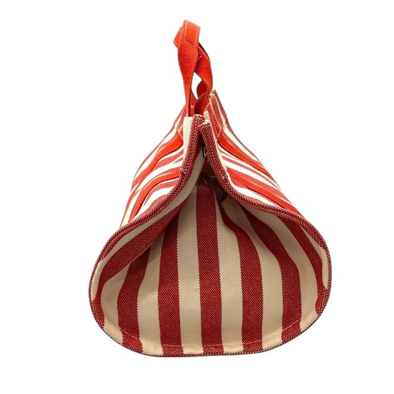 HERMES Cannes PM Red & White Canvas Handbag - Exquisite Craftsmanship