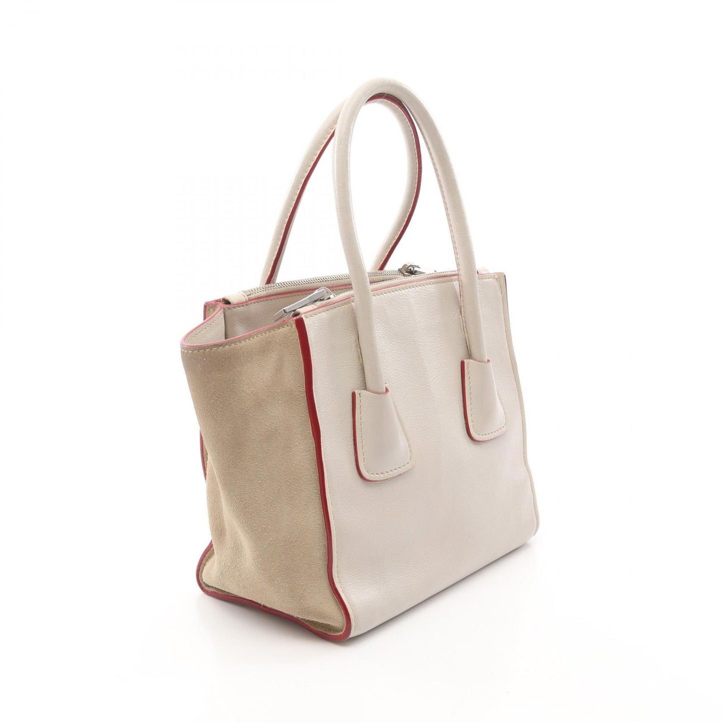 PRADA Glace'Calf Scam Handbag - Exquisite Ivory Leather & Suede