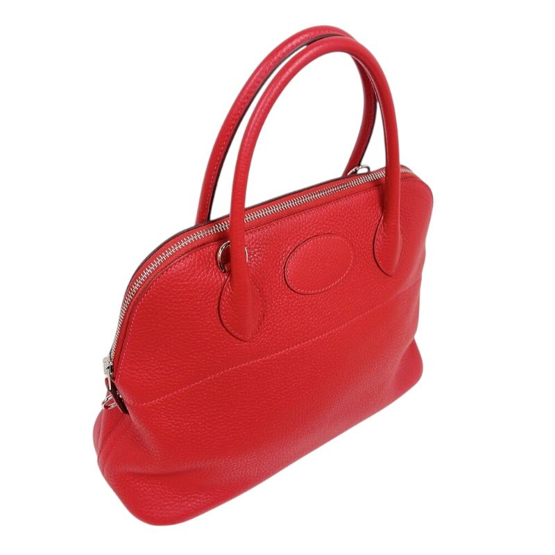 HERMES Bolide 31 Handbag - Rouge Kazak with Silver Hardware (2023)