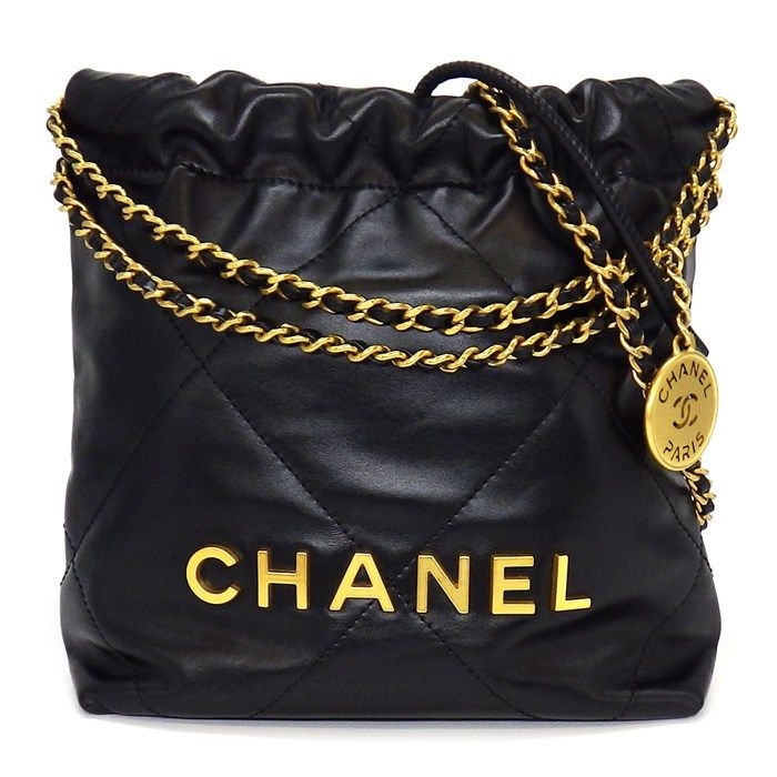 Chanel 22 Mini AS3980 Handbag in Black Shiny Calfskin