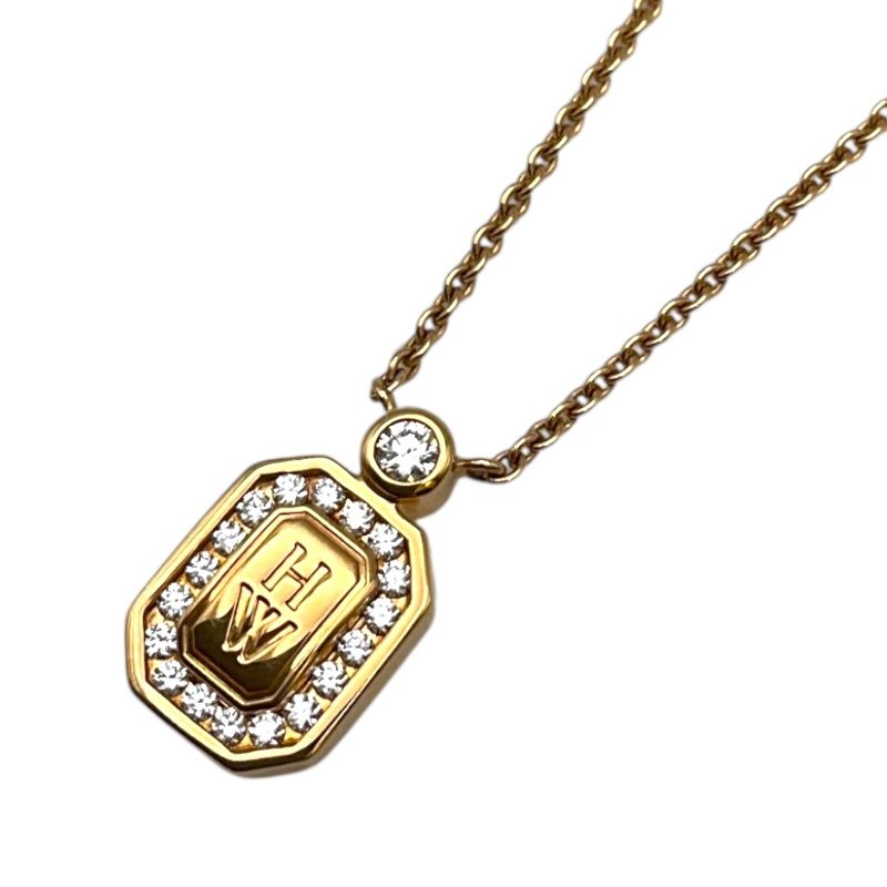 HARRY WINSTON HW Logo Necklace in 750 Pink Gold - Exquisite Elegance