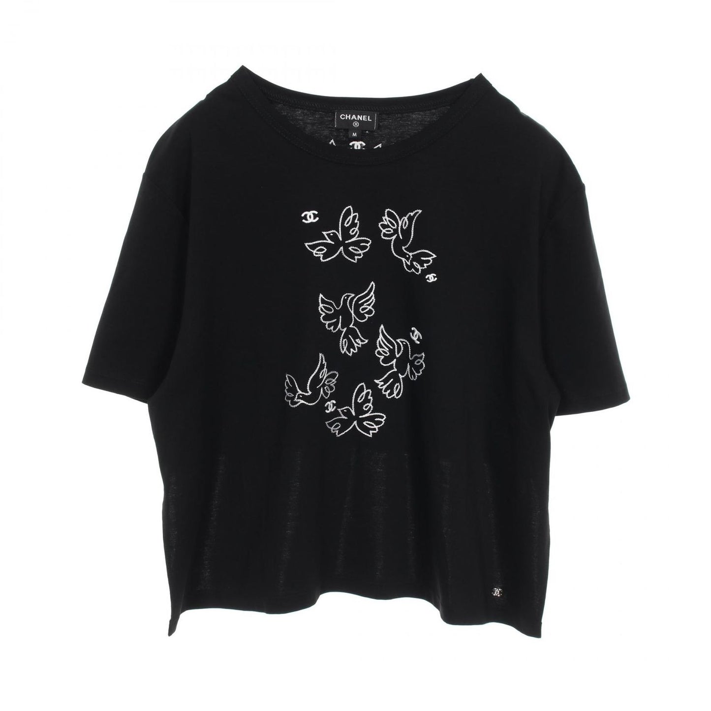 CHANEL Jean Cocteau Coco Mark Cotton T-Shirt - Black - Size M