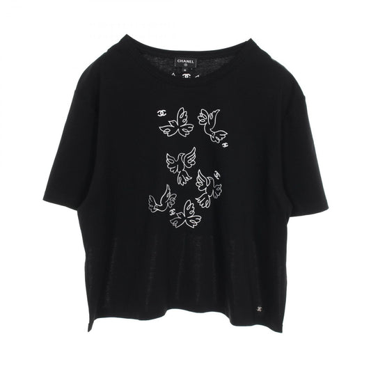 CHANEL Jean Cocteau Coco Mark Cotton T-Shirt - Black - Size M