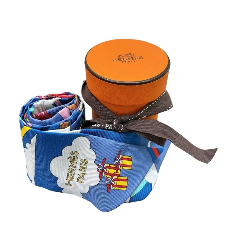 HERMES Twilly Carres Volants Multicolor Silk Scarf for Women