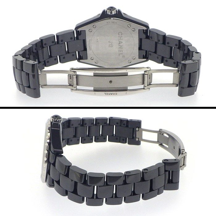 CHANEL J12-365 H3840 Black Dial Diamond Paved Automatic Watch