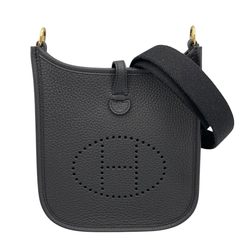 HERMES Evelyne TPM Black Togo Leather Shoulder Bag with Gold Hardware