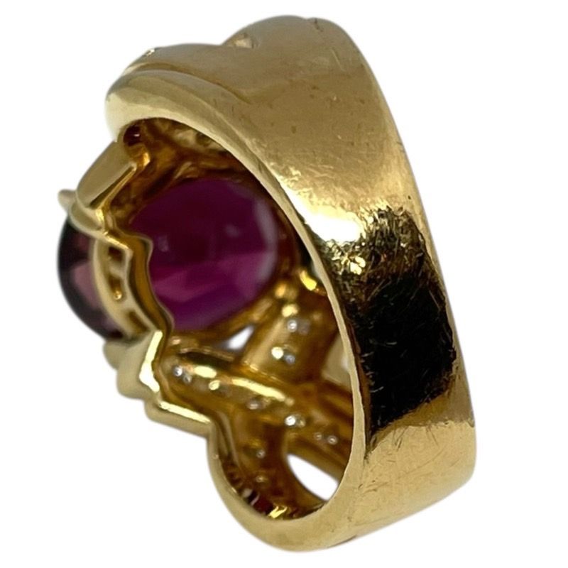 TASAKI K18YG Garnet Ring with Diamonds - Exquisite Craftsmanship