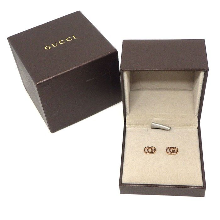 GUCCI GG Running Logo Earrings in K18 Pink Gold - Exquisite Craftsmanship