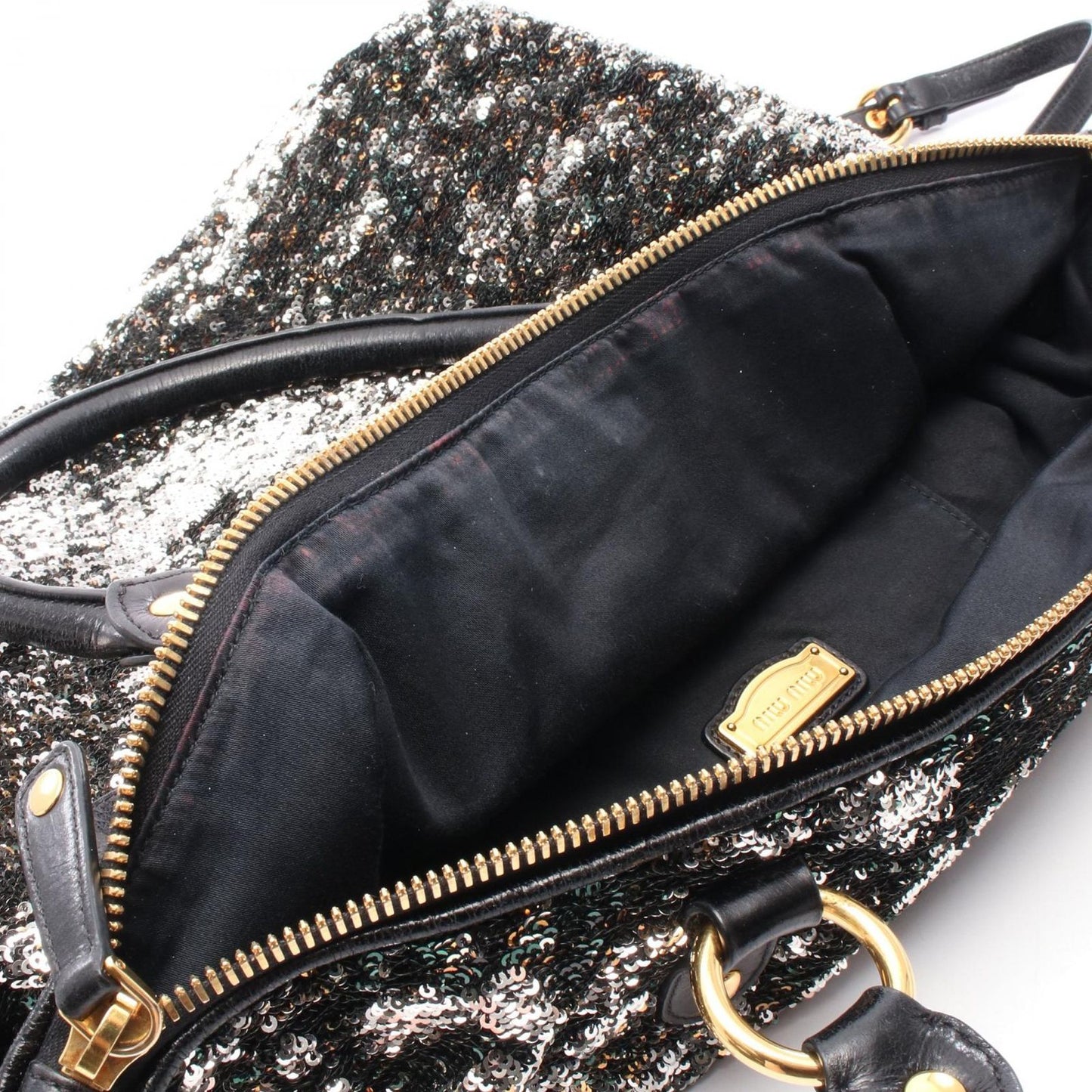 Miu Miu Black & Silver Leather 2-Way Tote Bag - Exquisite Craftsmanship