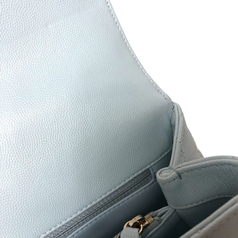 CHANEL Coco Handle 29 Light Blue Caviar Leather Handbag