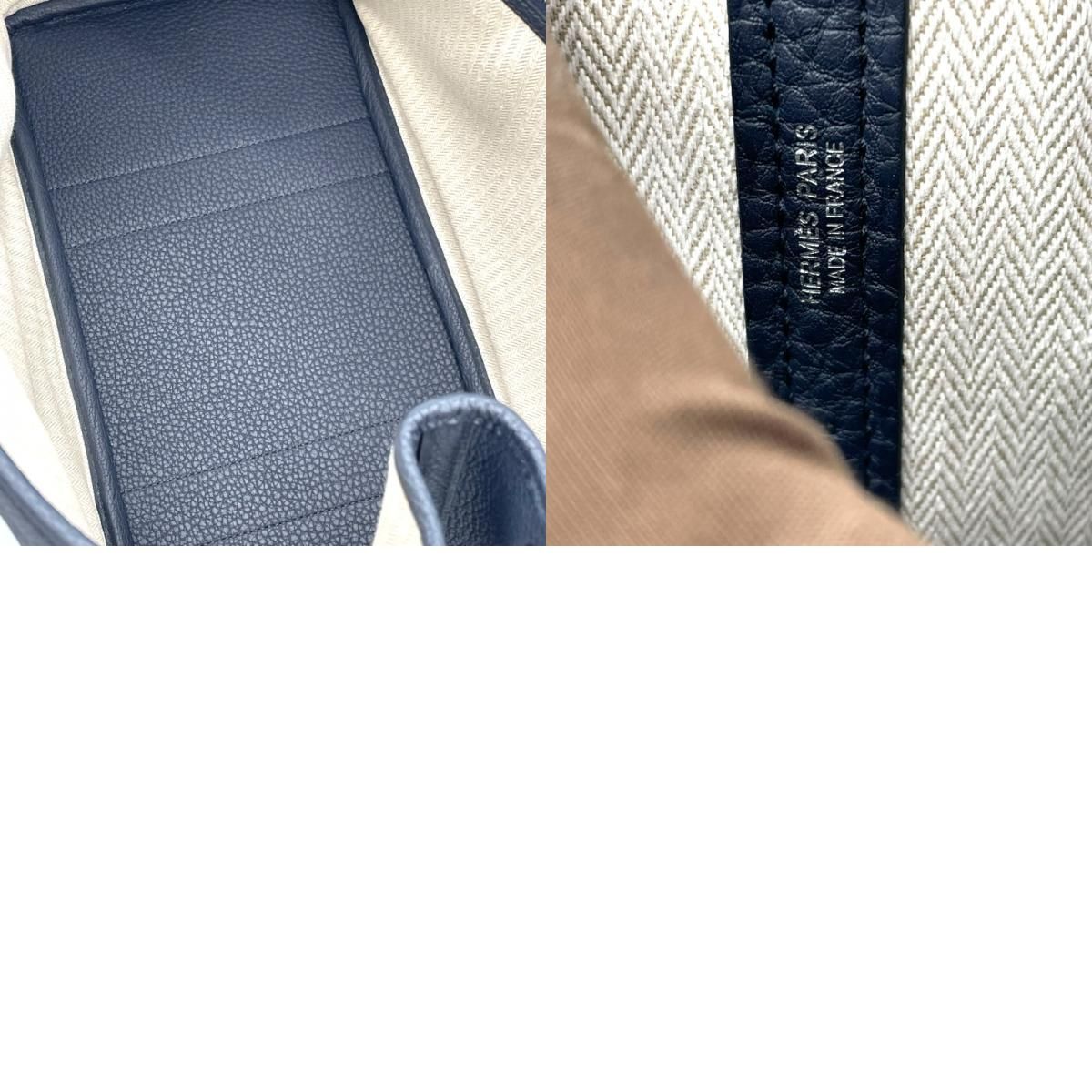 HERMES Garden Party PM Handbag in Blue Nuit with Silver Hardware