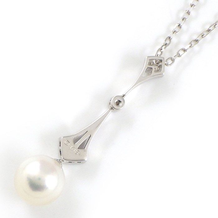 MIKIMOTO 7.6mm Pearl & Diamond Necklace in K18 White Gold