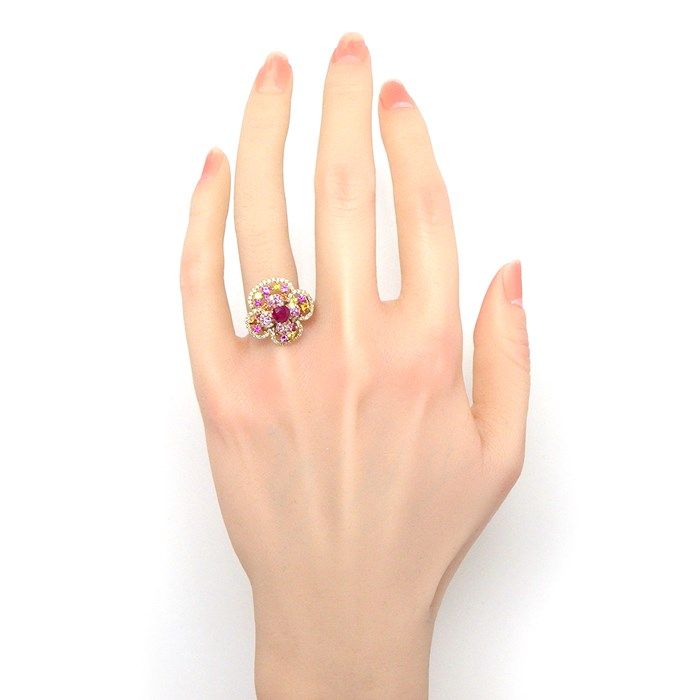 Ponte Vecchio Heart-Shaped Ruby & Sapphire Floral Ring