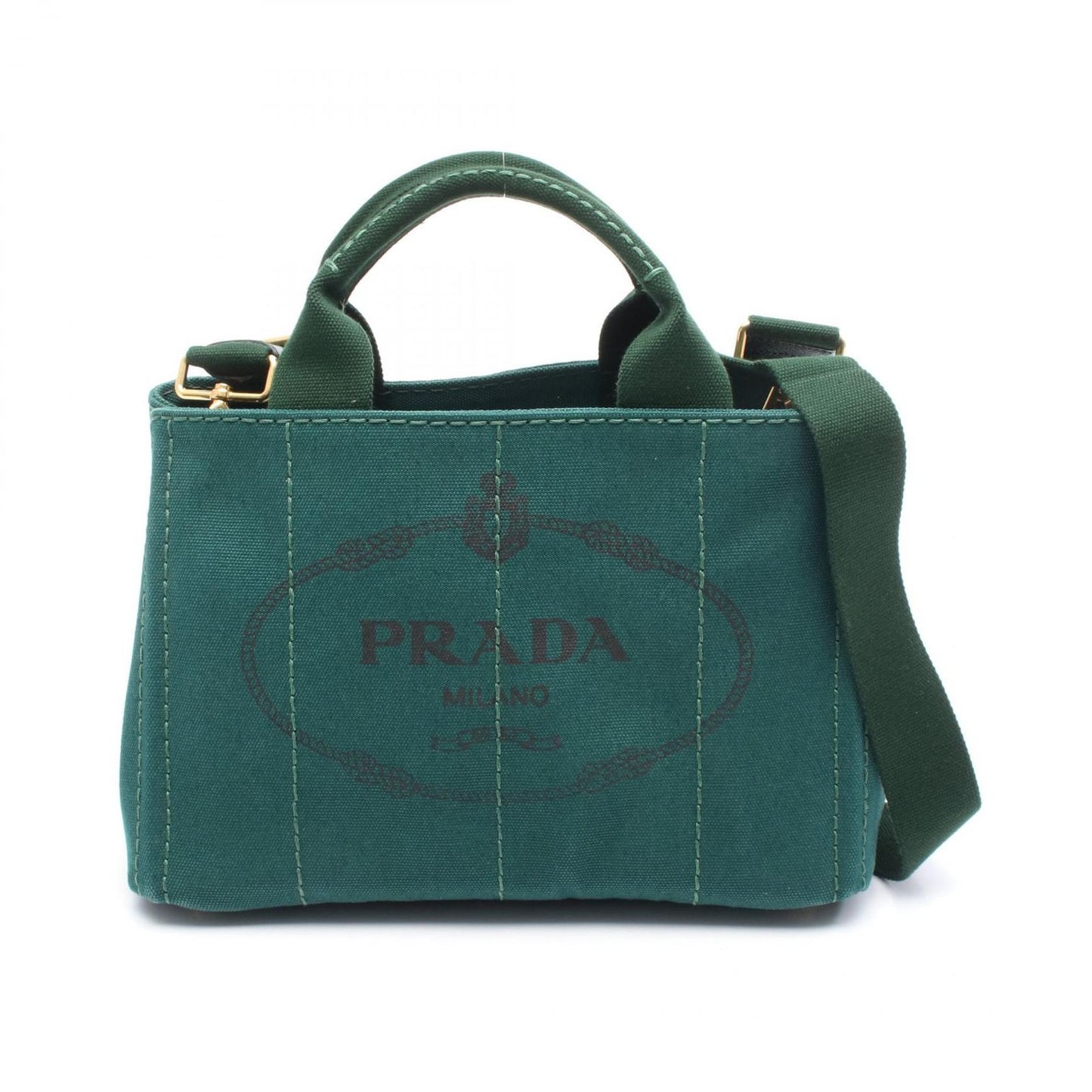 PRADA Canapa Green Canvas Tote Bag - Timeless Elegance