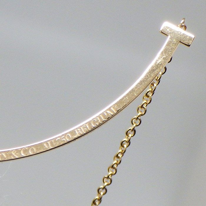Tiffany & Co. T Smile Small Necklace in K18 Pink Gold with Diamonds