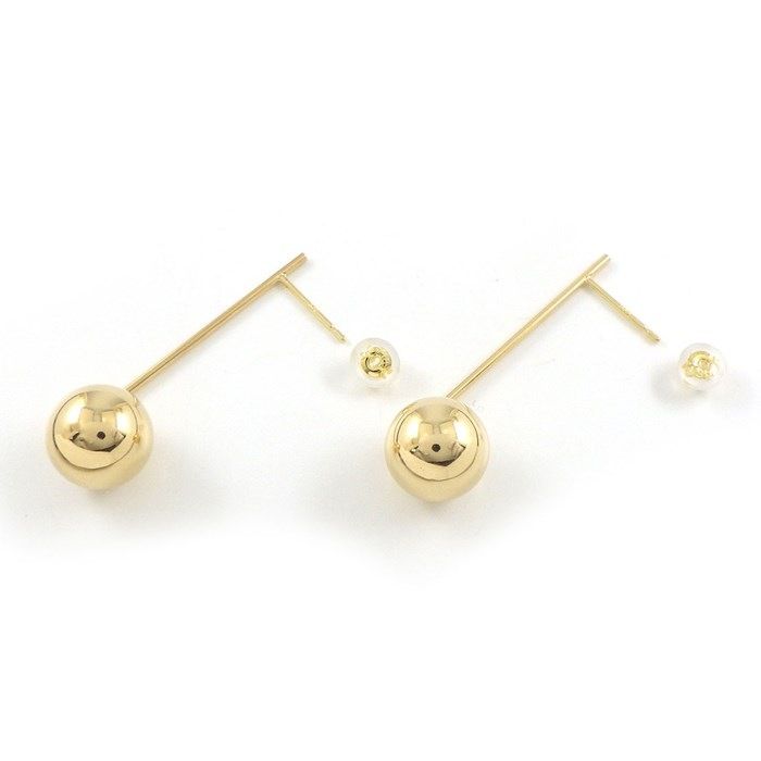 K18YG Bar Ball Earrings - Exquisite Yellow Gold Elegance