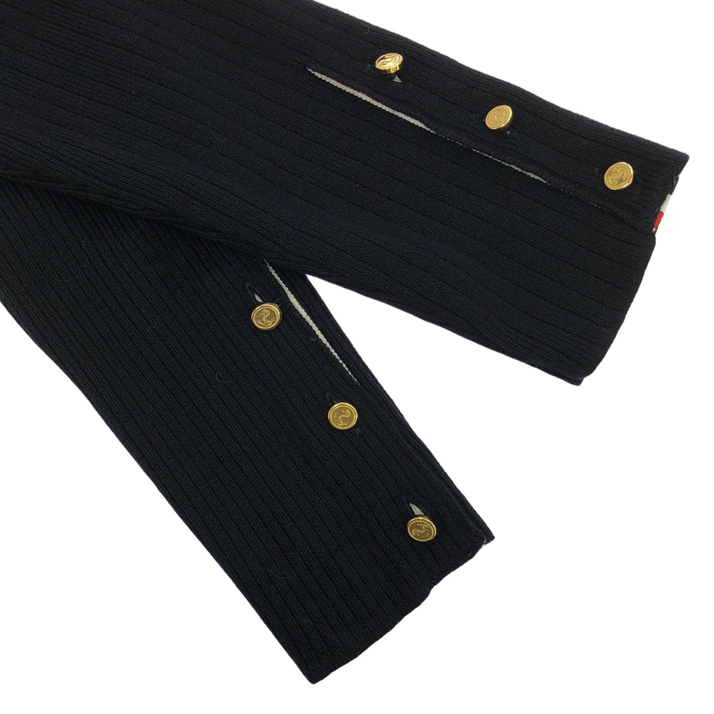 THOM BROWNE Dark Navy Multi-Color Long Cardigan - Size 40